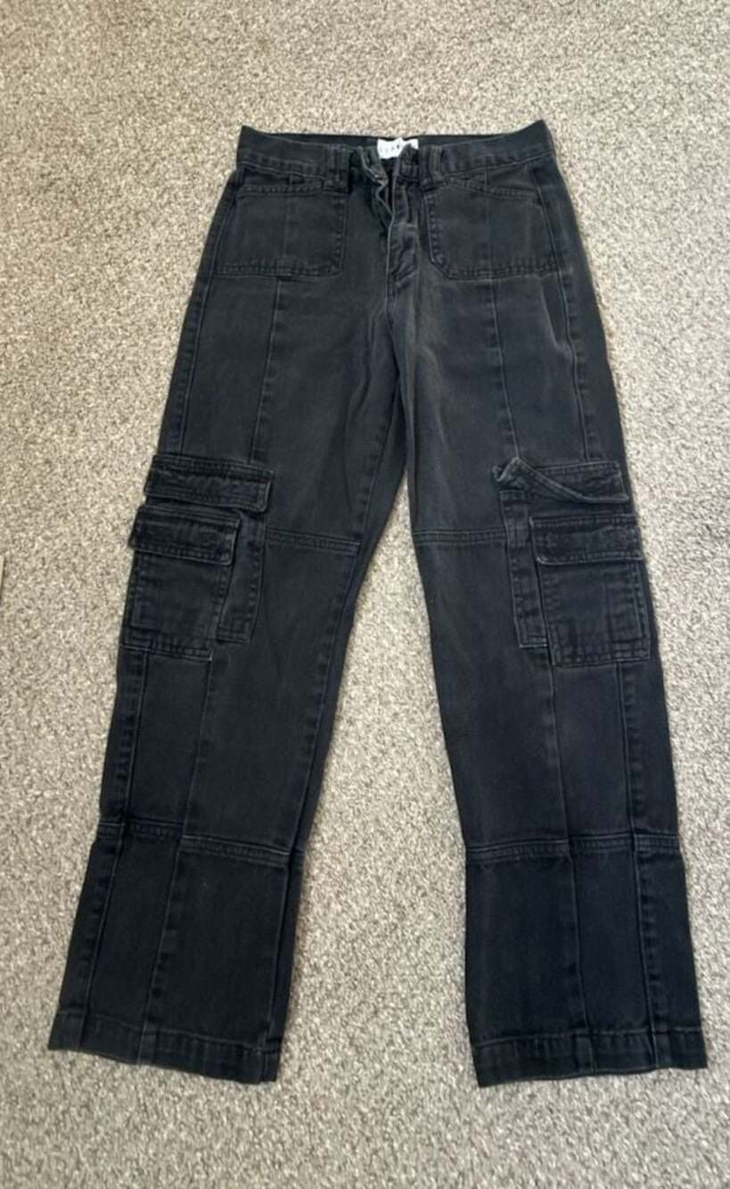 Lioness Black Cargo Denim Pants Size S